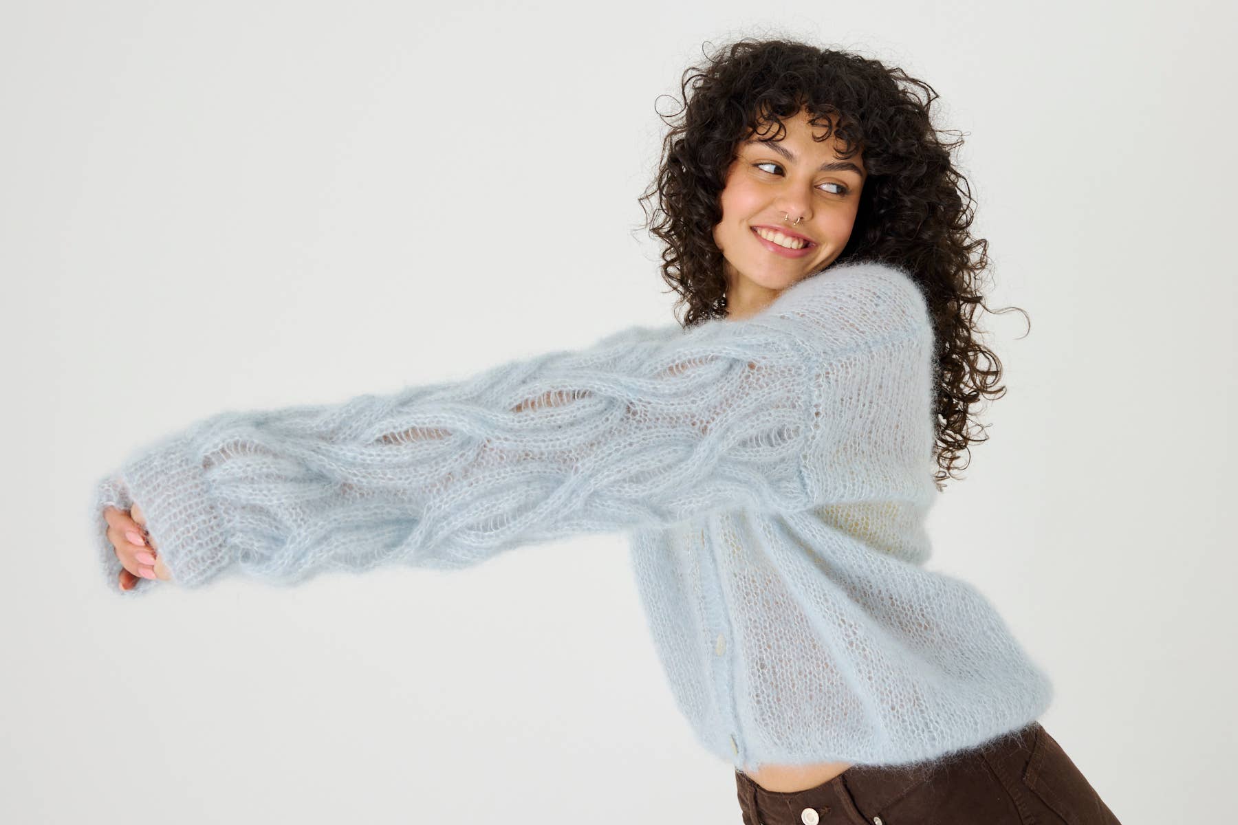 Pagunda Cardigan – Mohair & Silke, Dew - Håndlaget