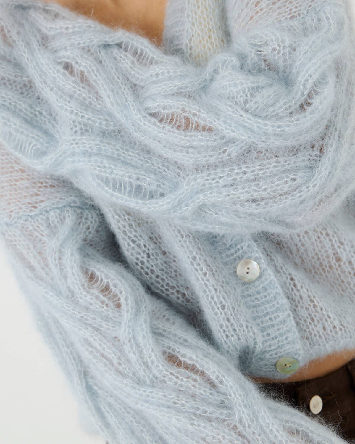 Pagunda Cardigan – Mohair & Silke, Dew - Håndlaget