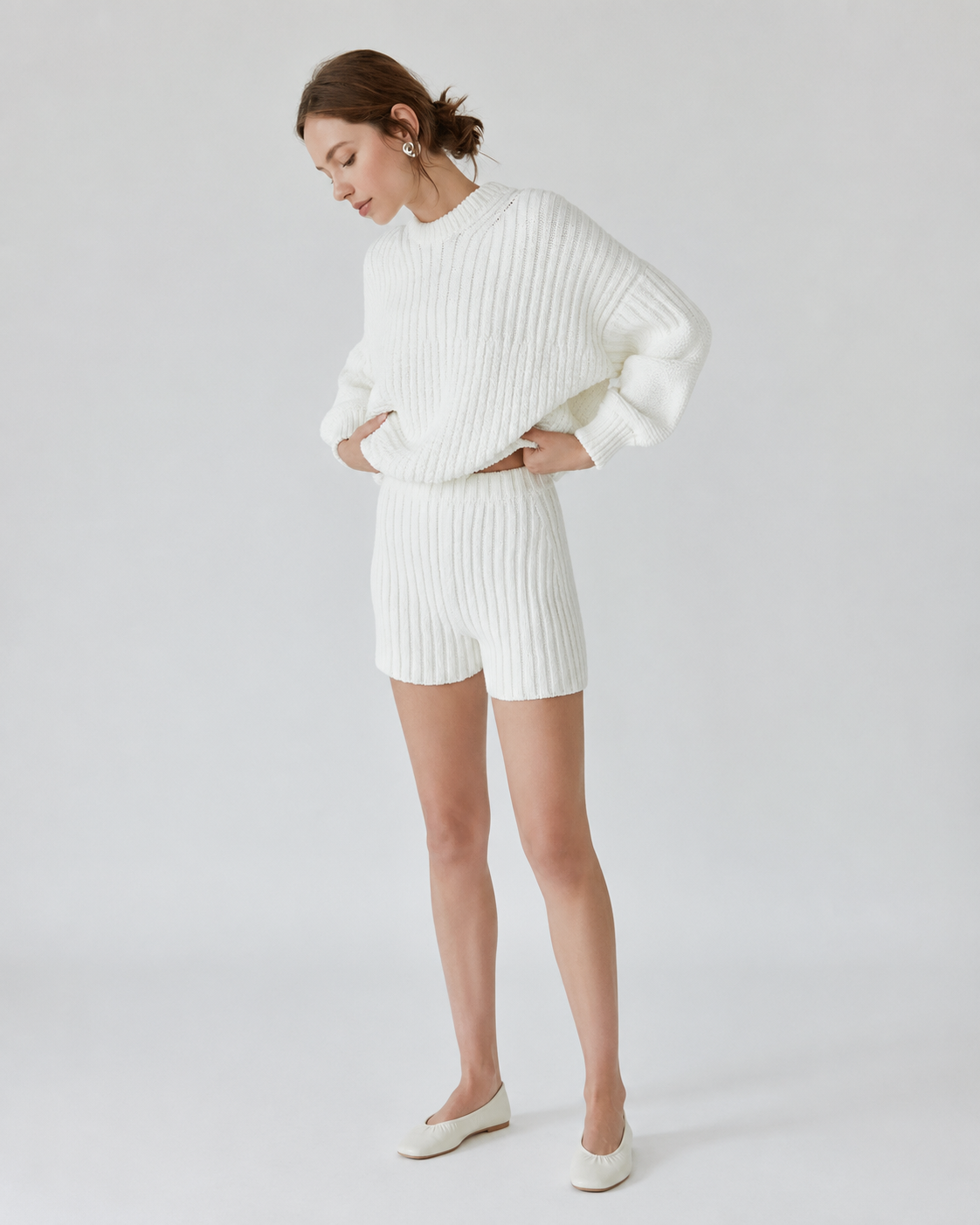 Pilnatis Shorts: 100% Cotton Off White Shorts