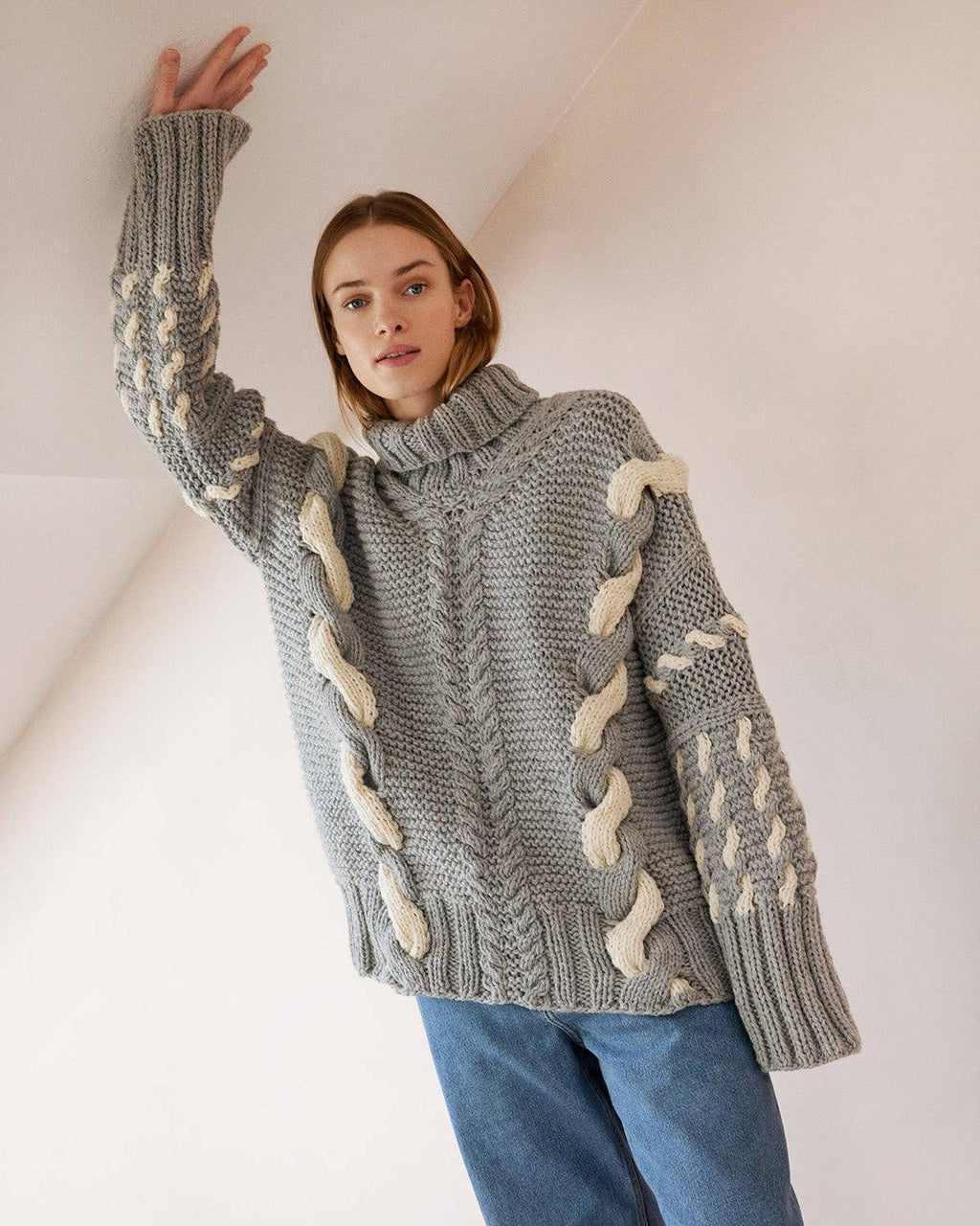 Barbora Kabelstrikket Genser i Ull