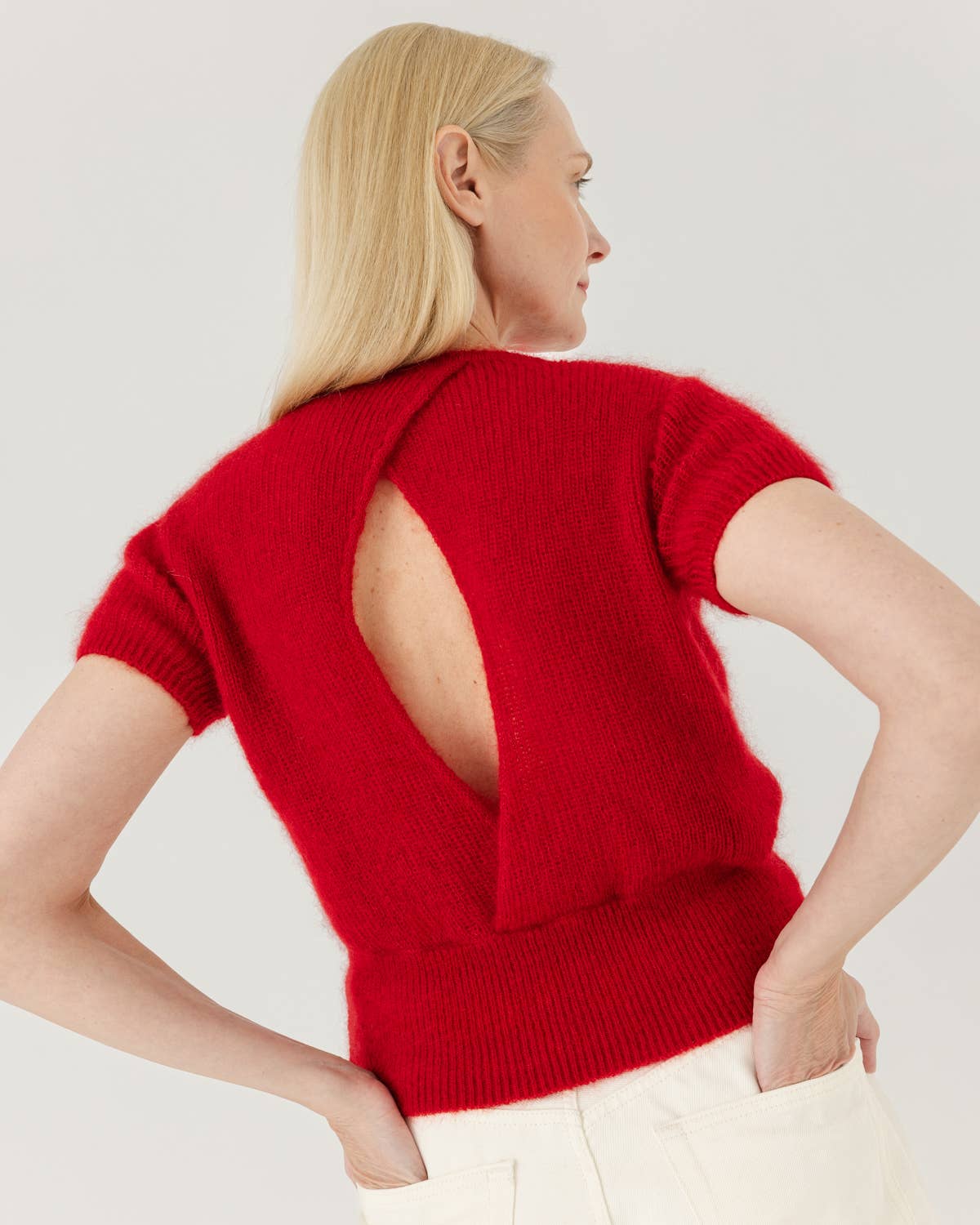 Lašas Topp – Mohair & Silke, Poppy Red - Håndlaget