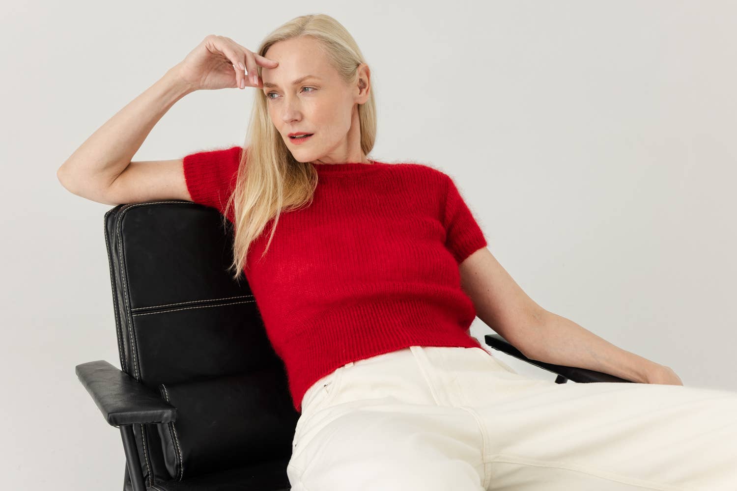 Lašas Topp – Mohair & Silke, Poppy Red - Håndlaget