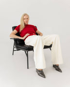 Lašas Topp – Mohair & Silke, Poppy Red - Håndlaget