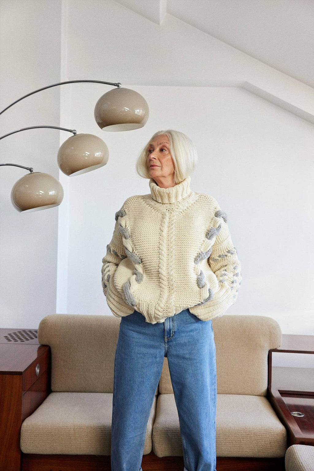 Barbora Kabelstrikket Genser i Ull