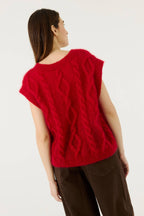 Laimė Vest – Silke & Mohair, Poppy Red – Håndlaget