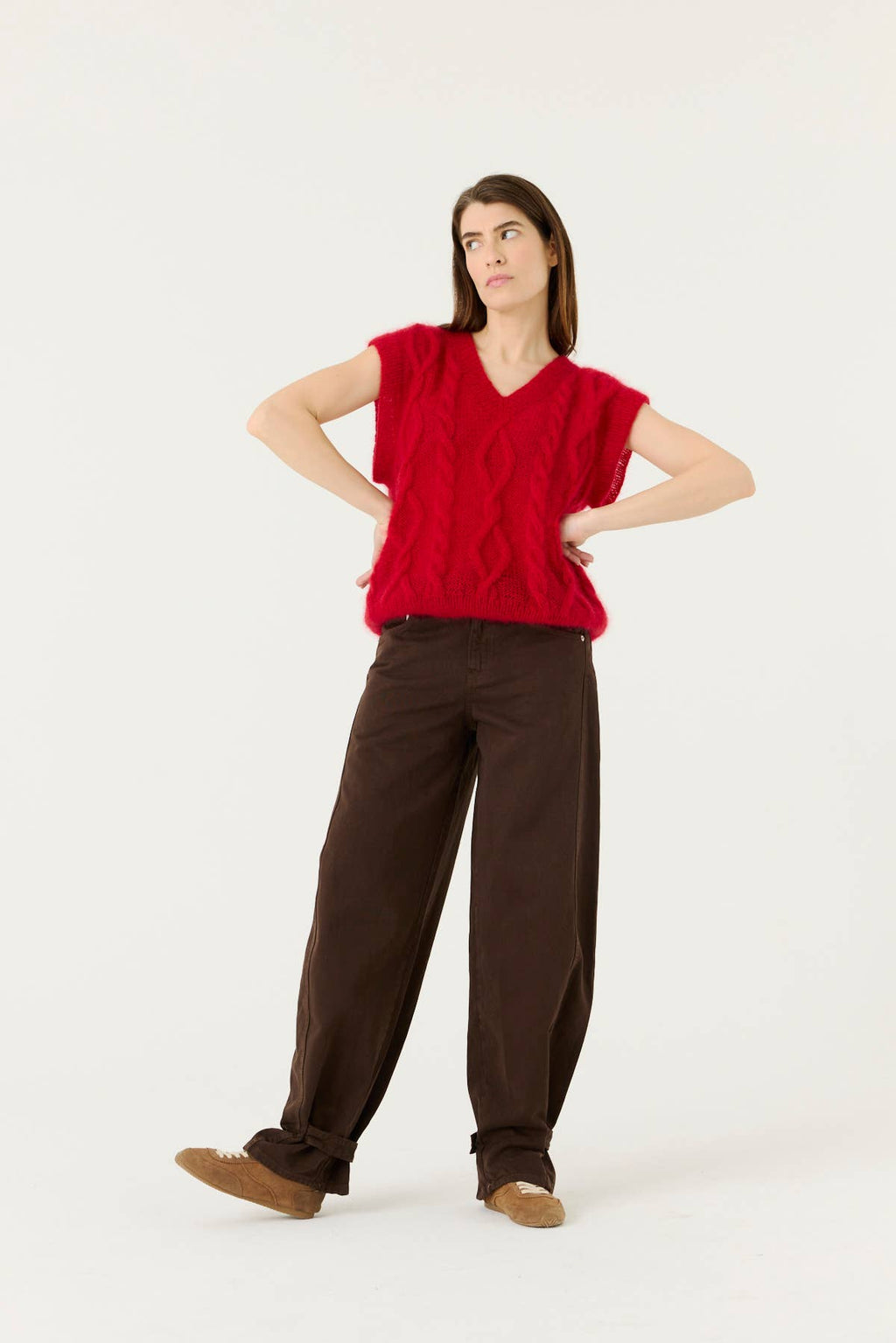 Laimė Vest – Silke & Mohair, Poppy Red – Håndlaget