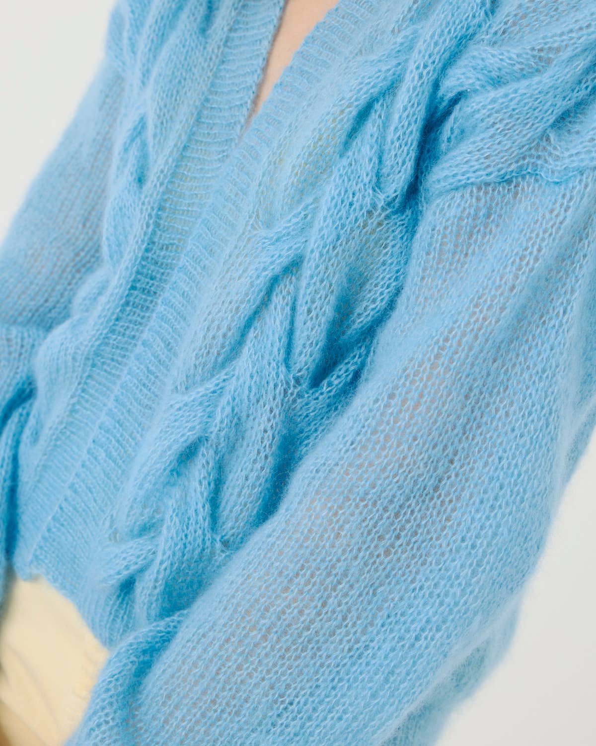 Twisted Erik Cardigan – Mohair & Silke, Sea Glass - Håndlaget