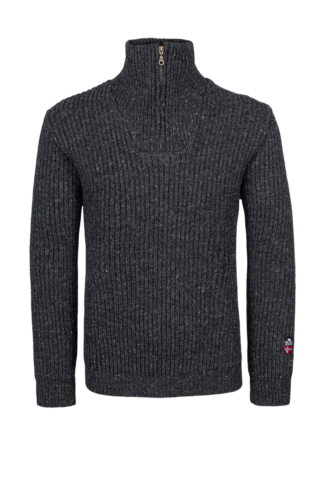 Fitjar Ribbestrikket Genser i Norsk Ull fra Norlender – Charcoal Grey