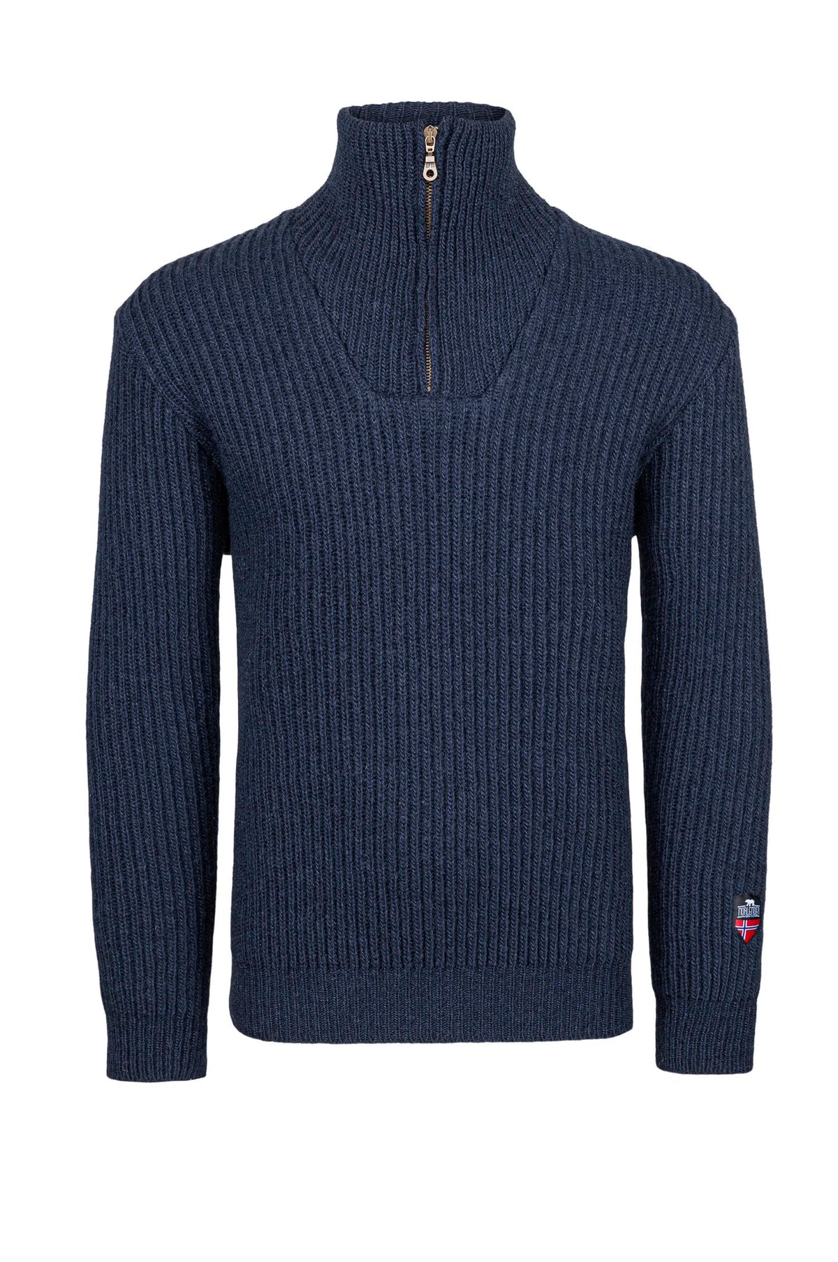 Fitjar Ribbestrikket Genser i Norsk Ull fra Norlender – Peacoat