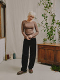 tricot De Peau Topp i Fin Merinoull fra OUBAS – farge Mushroom