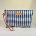 Woven Clutch – håndvevd veskemappe – Blå & Hvit hundetann