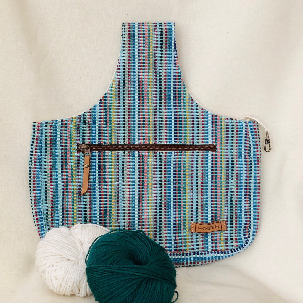 Woven Knit&Go håndvevd strikkeveske i grønntoner