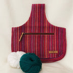 Woven Knit&Go håndvevd strikkeveske i rødtoner