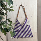 Woven Konvoluttveske – Brede striper Lilla