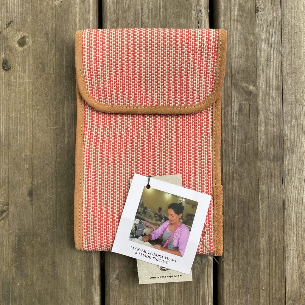 Woven Pinnemappe til rundpinner – stor – Orange stripevev
