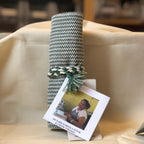 Woven Pinnemappe til strømpepinner – Grønn & Hvit stripevev