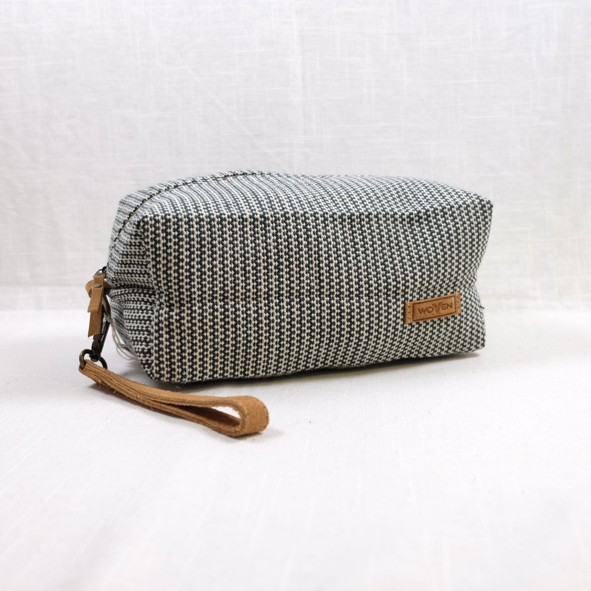 Woven Prosjektbag – håndvevd – Grønn stripevev