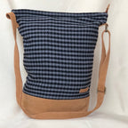 Woven Strikkebag/skulderveske – Grå & sort hundetann