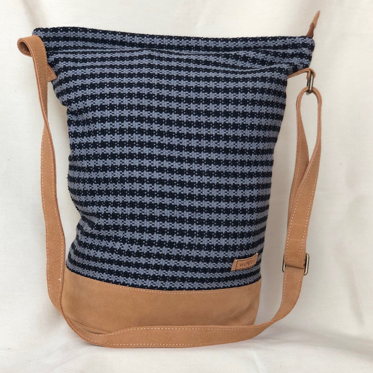 Woven Strikkebag/skulderveske – Grå & sort hundetann
